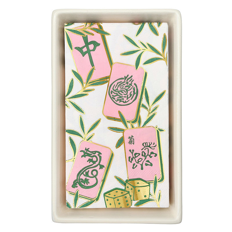 Mahjong Guest Napkin Dish with Napkins