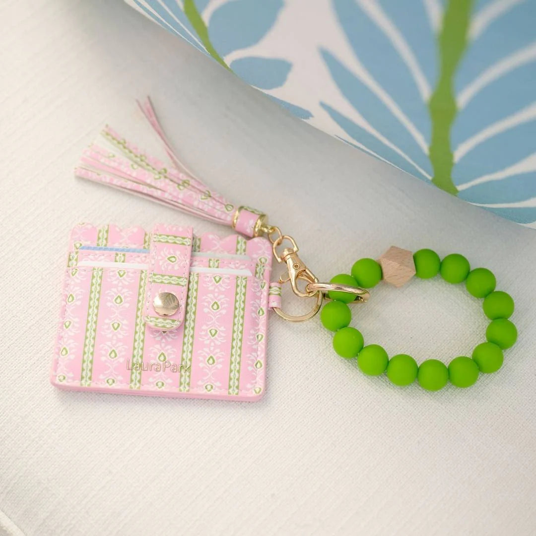 Rosemary Stripe Pink Keychain Wristlet Wallet