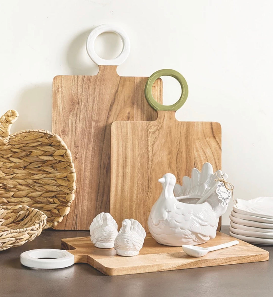 Enamel Handle Serving Board | White