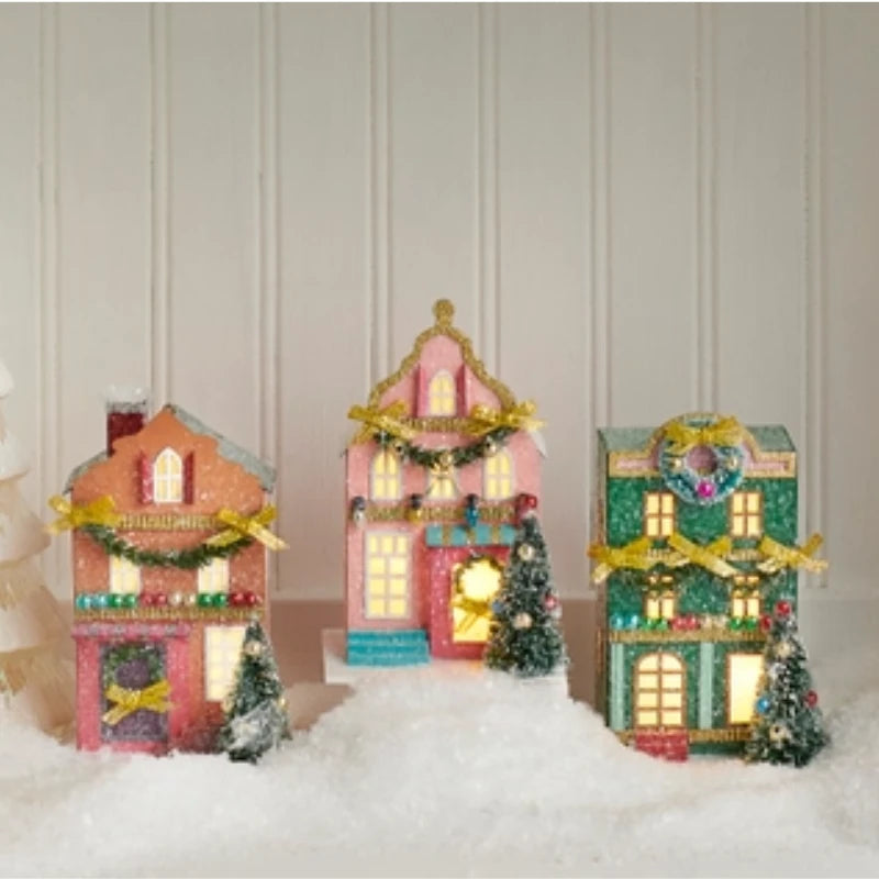 Lighted 5.5” Paper House Ornament