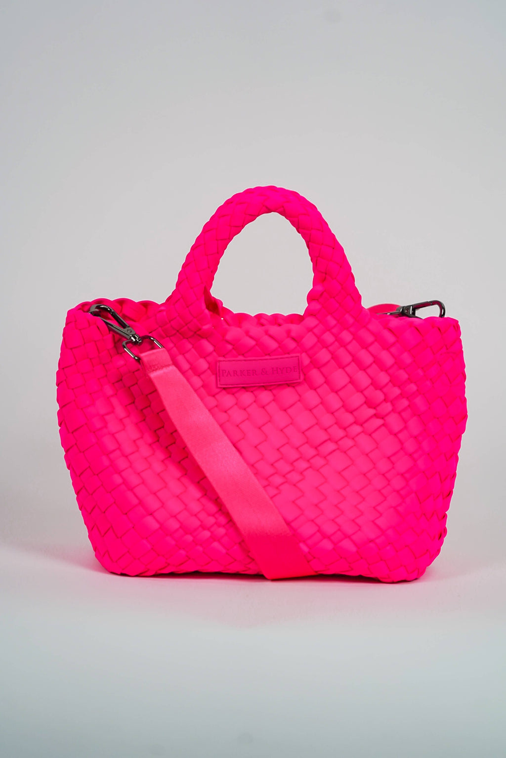 Mini Woven Tote - Neon Pink