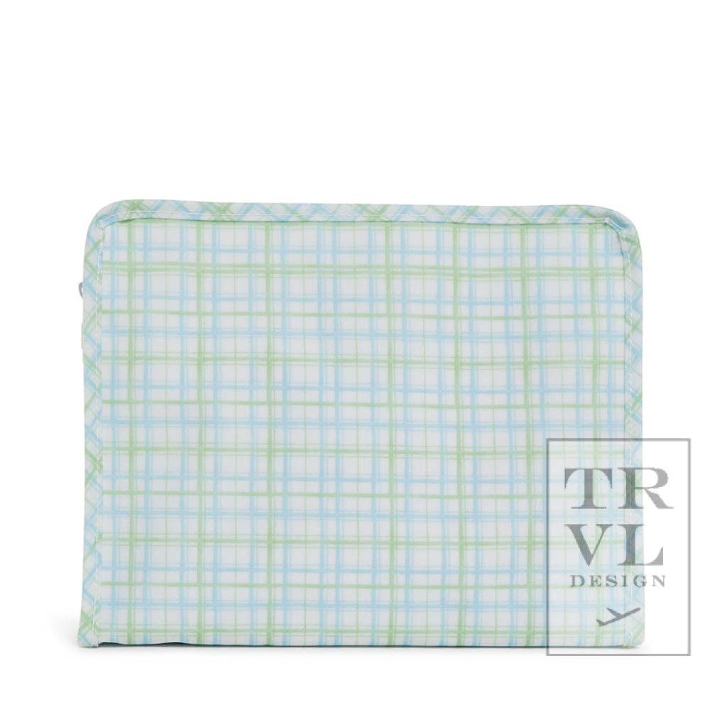 Classic Plaid Green Roadie Zip Pouch-Large