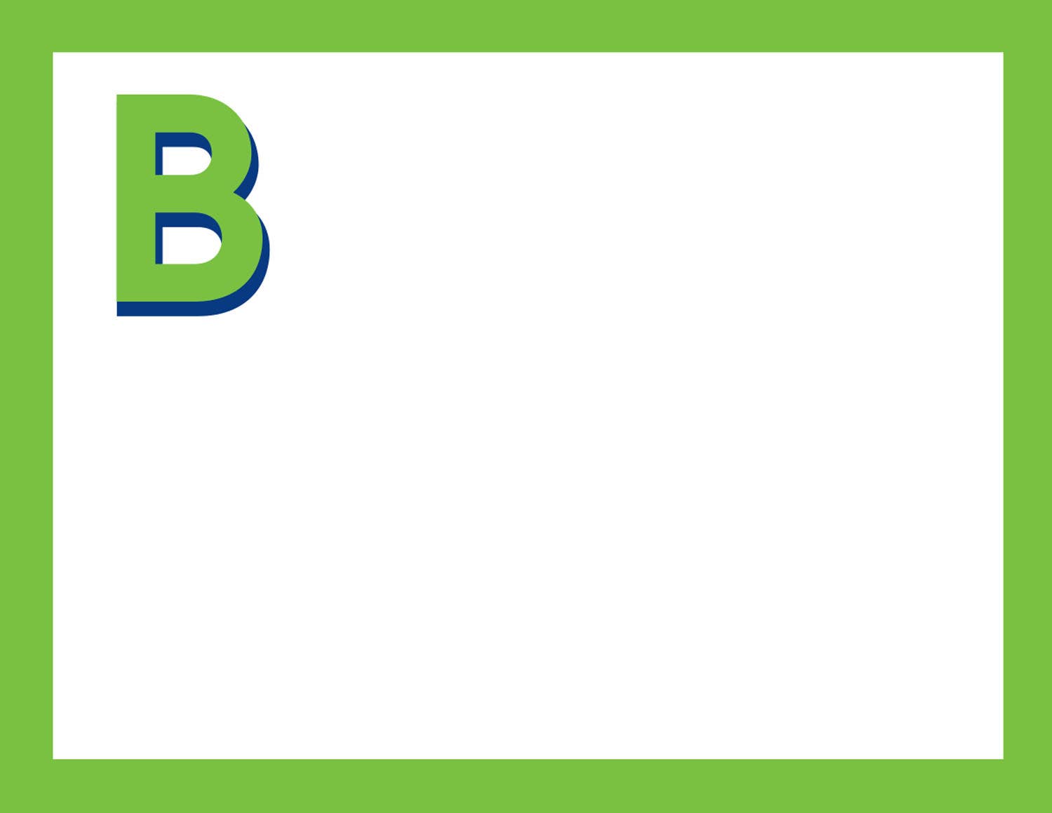 BRIGHT INITIAL FLAT NOTE CARDS: KELLY & NAVY