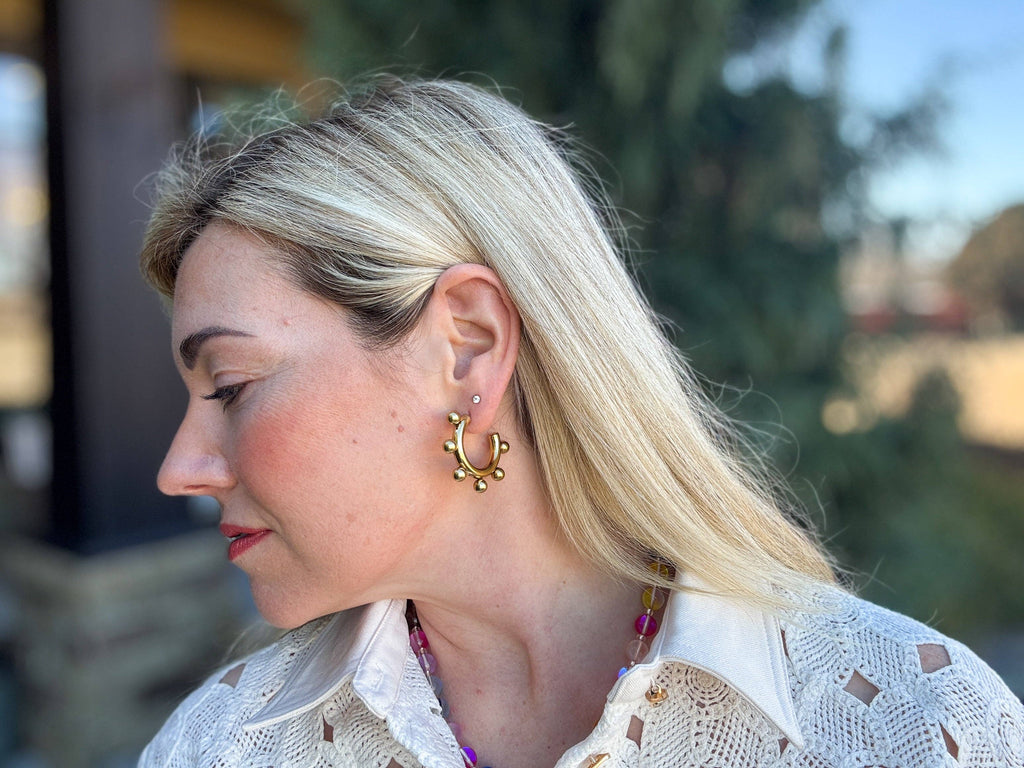 Naomi Hoop Earrings | Medium - Gold-Plated Balls