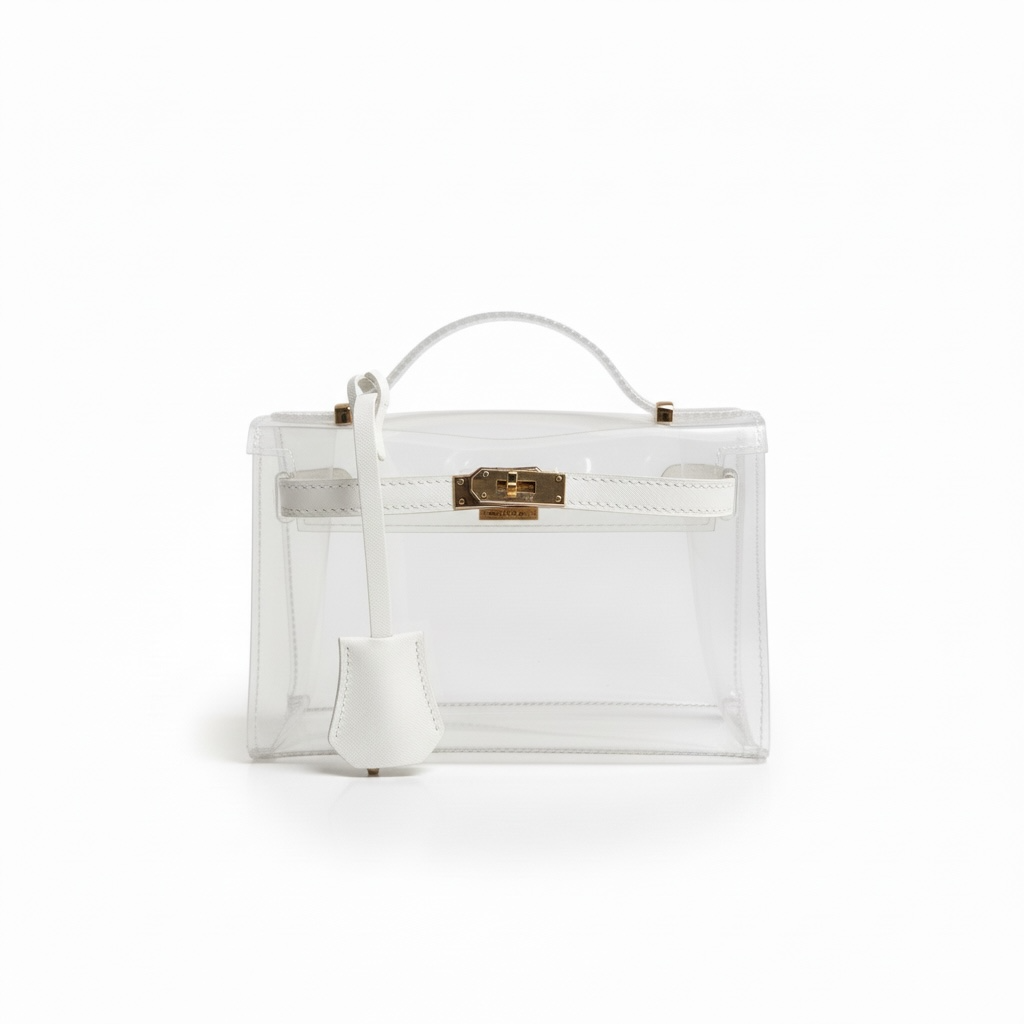 The Mini Andrea Clear Top Handle Bag | White