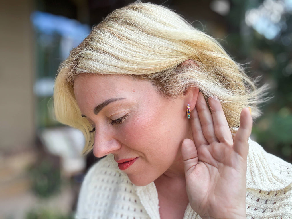 FOR FUN - Huggie Earrings - Colorful Beads - Miley