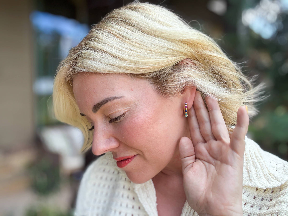 FOR FUN - Huggie Earrings - Colorful Beads - Miley