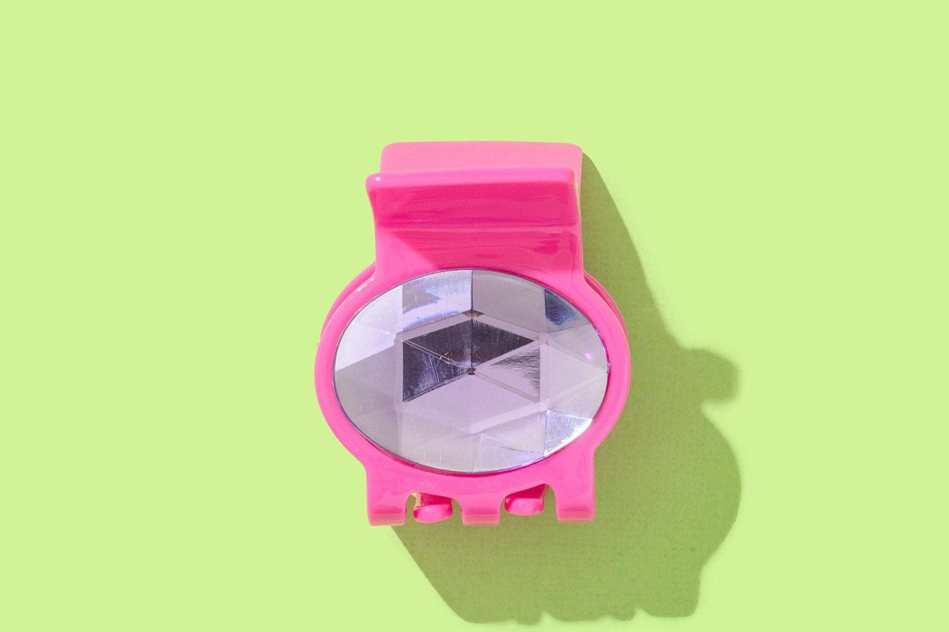 Medium Claw Hair Clip - Pink w/ Purple Oval Gemstones