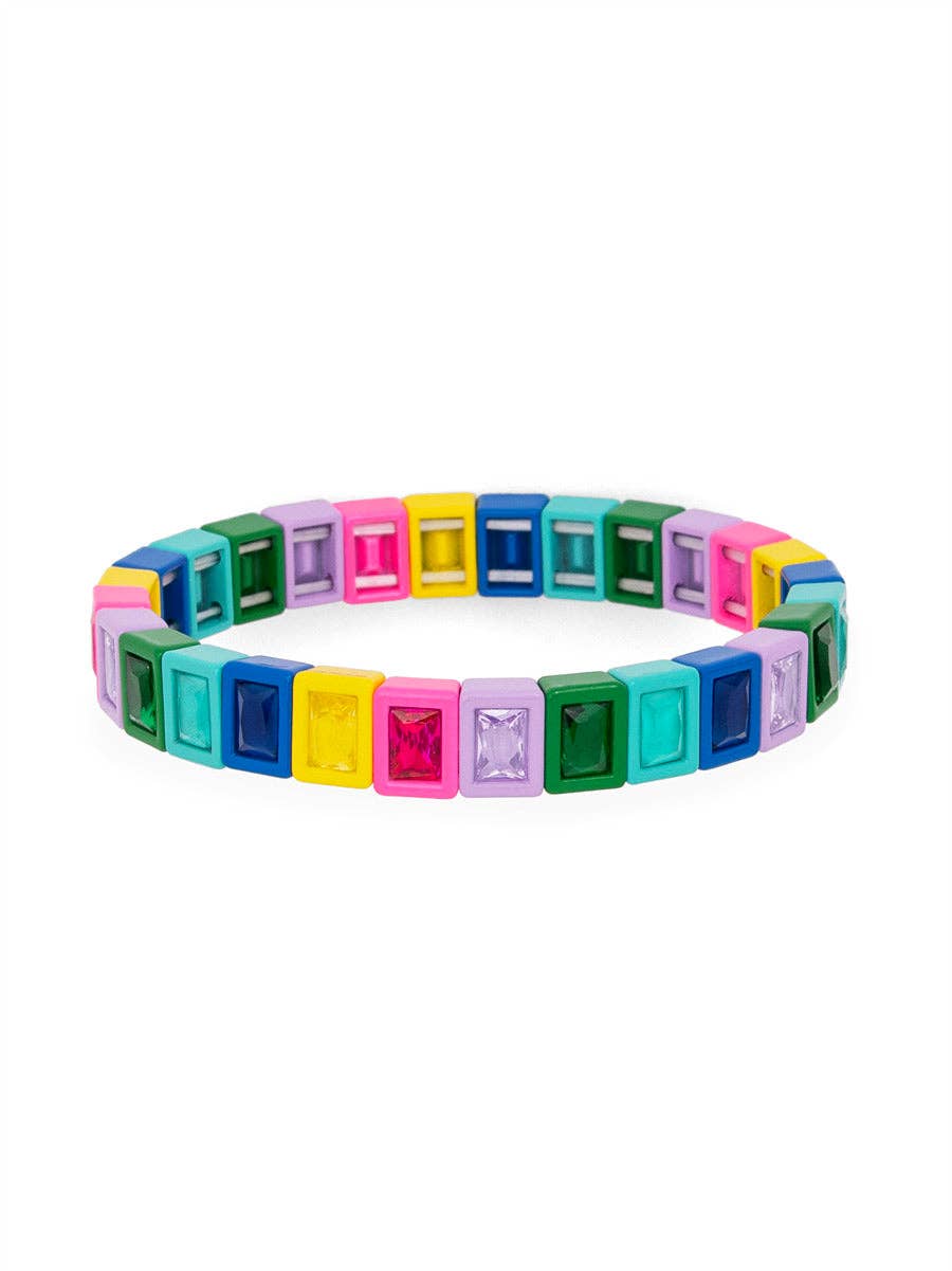 Pink Multicolor Crystal Stretch Bracelet