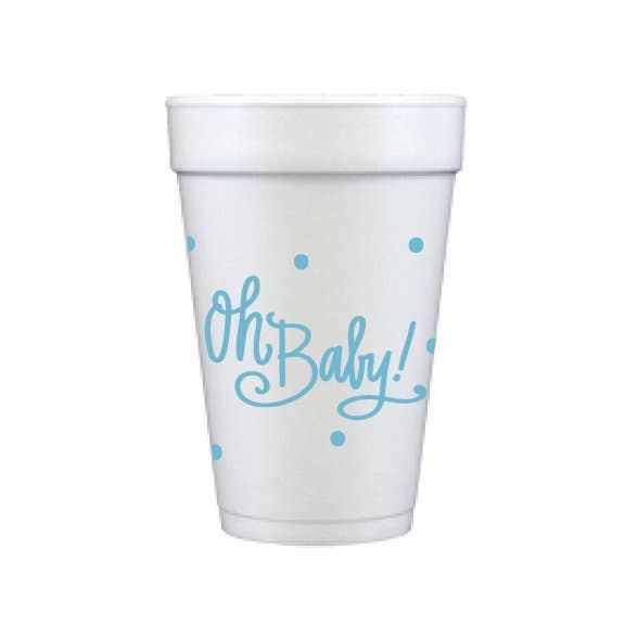 Oh Baby! Styrofoam Foam Cups: Baby Blue