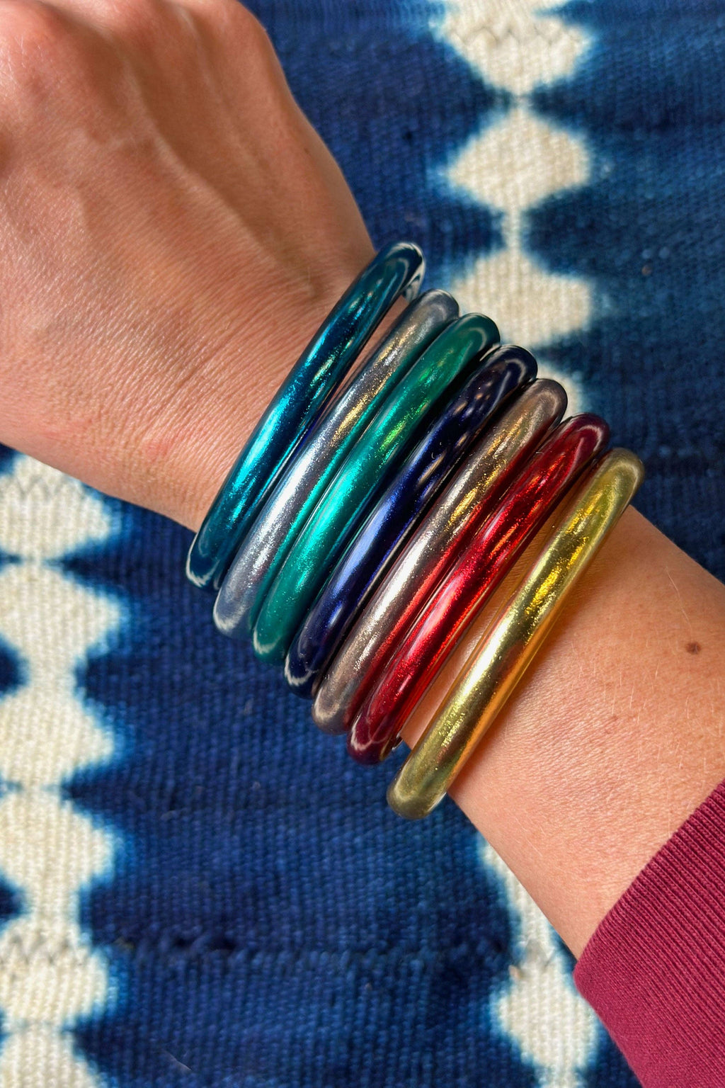 Luxe Thai Buddhist Temple Bangle / Red Poppy