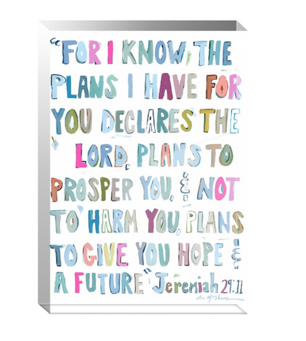 Jeremiah 29:11 Acrylic Block “More Pinks”