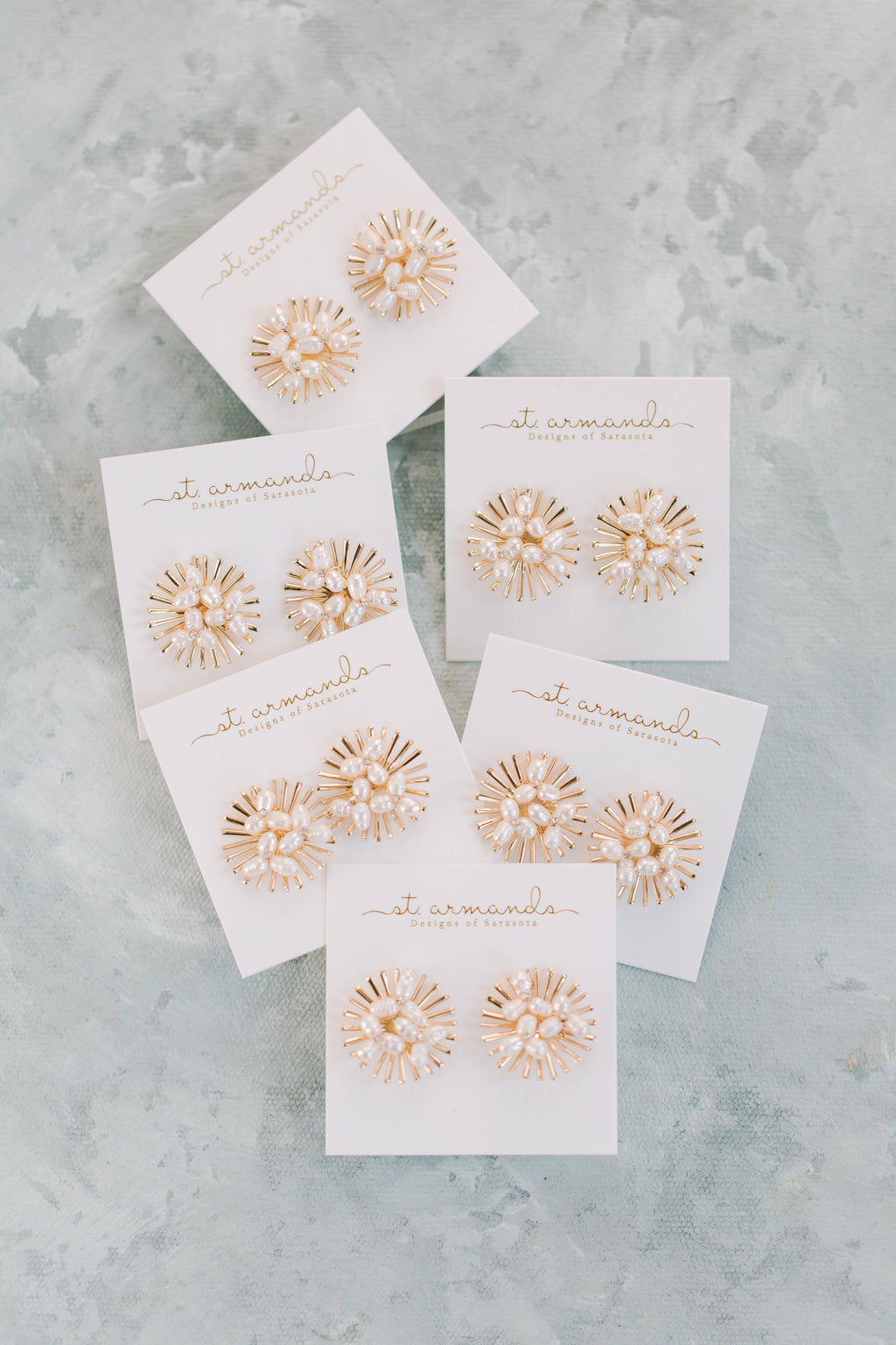 Sunburst Pearl Statement Stud Earrings