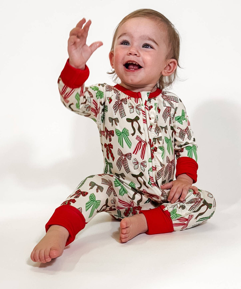 Holiday Bows  - Convertible Zip PJs