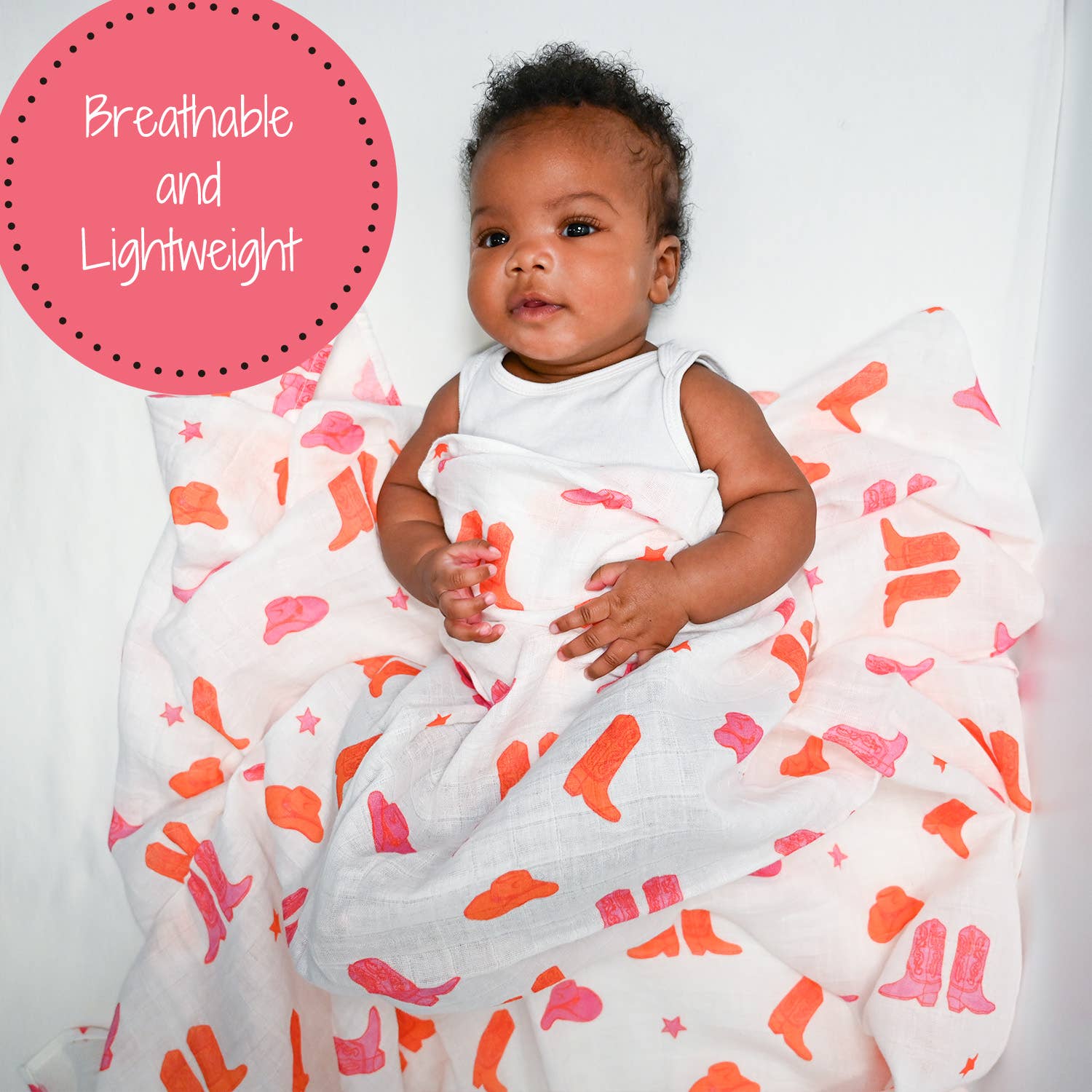 Life is Better in Pink Boots Baby Muslin Swaddle Blanket