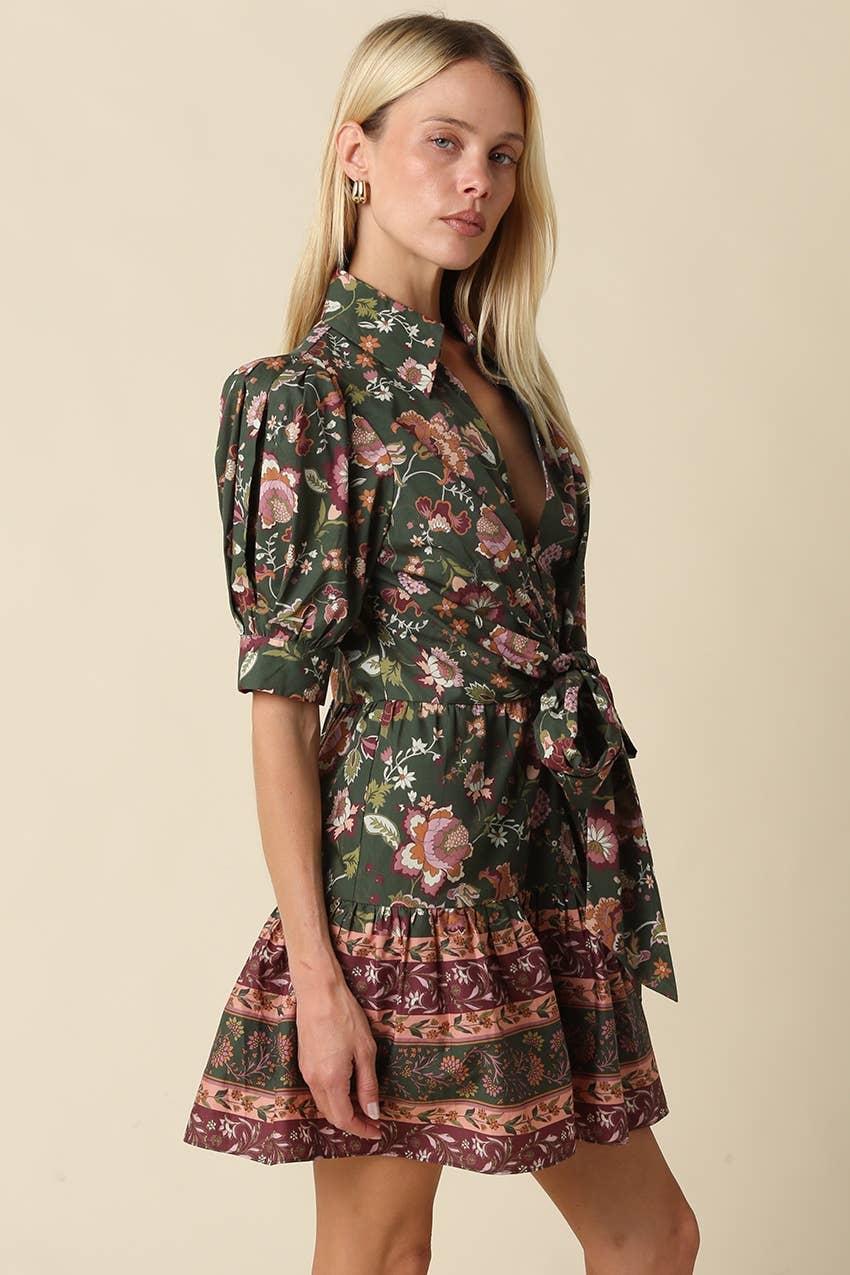 Dana Floral Wrap Mini Dress