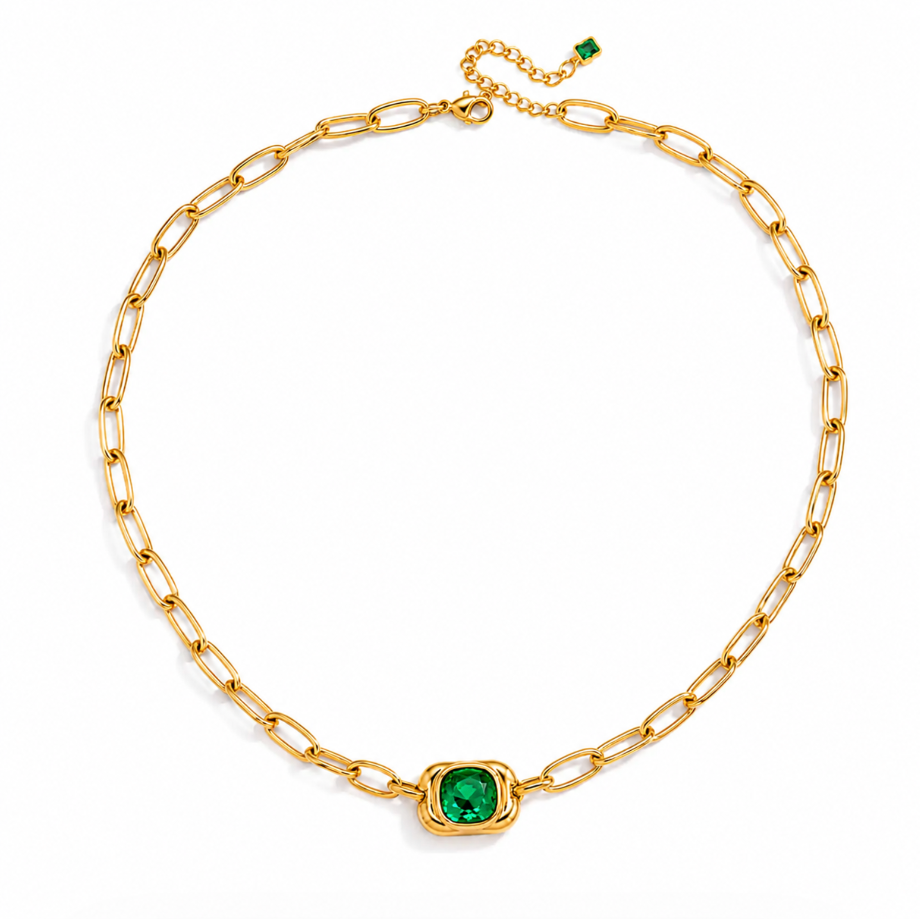 Emerald Link Necklace | 18k Gold Plated Stainless Steel