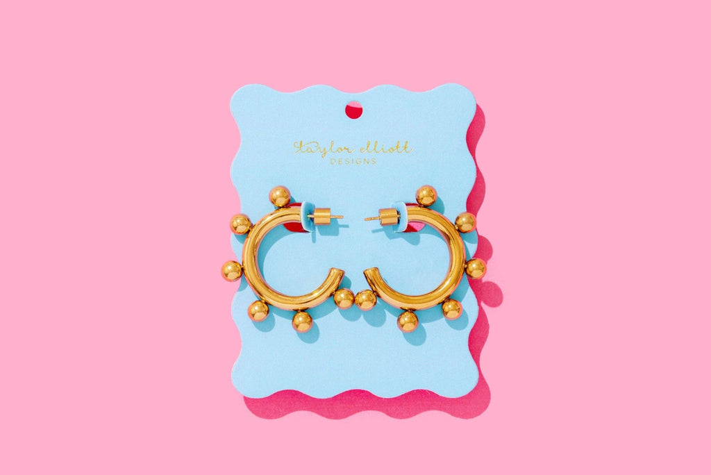 Naomi Hoop Earrings | Medium - Gold-Plated Balls