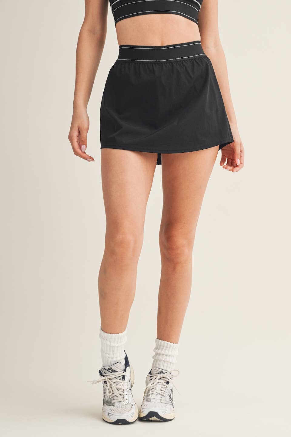 Lightweight Skort with Elastic Waistband | Black