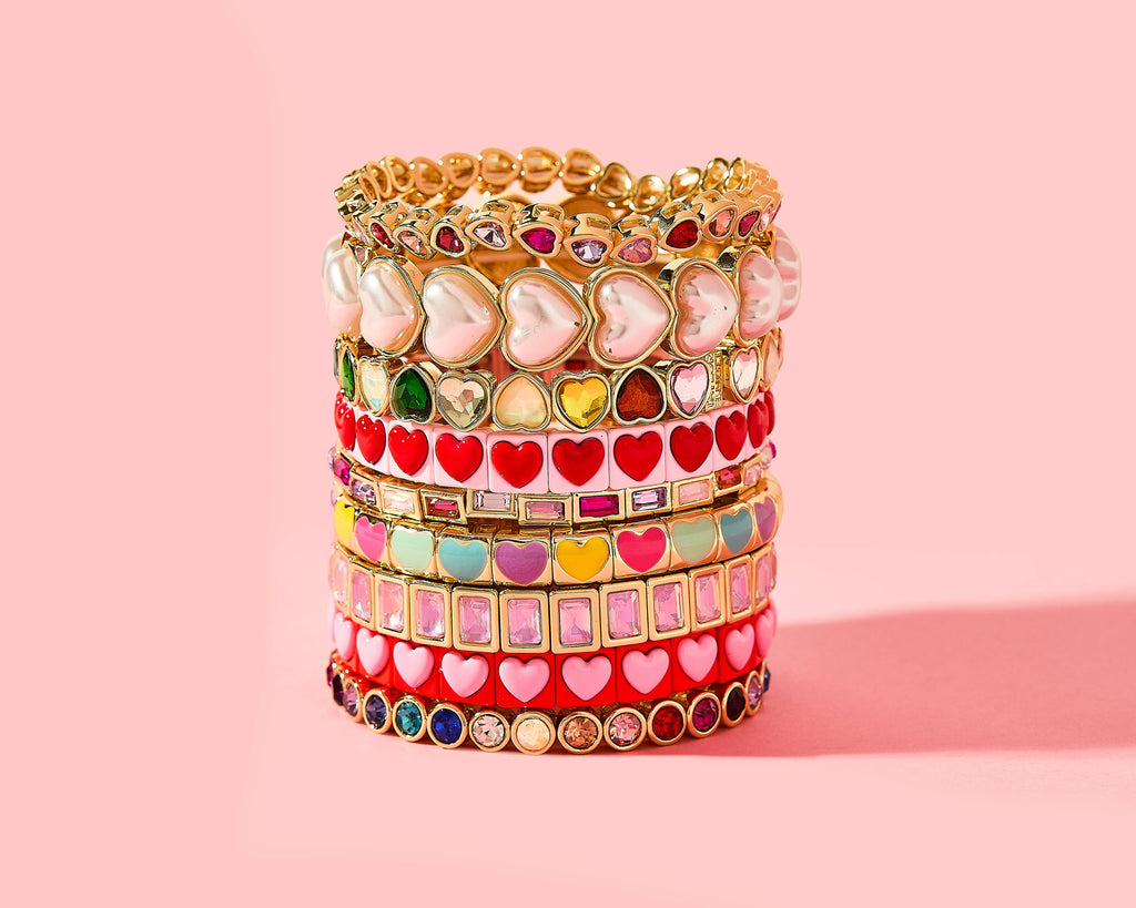 Amore | Stretch Bracelet 14K Gold-Plated w/Pearl Hearts