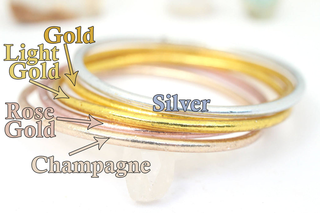 Champagne Thin Thai Buddhist Temple Bracelet Bangle