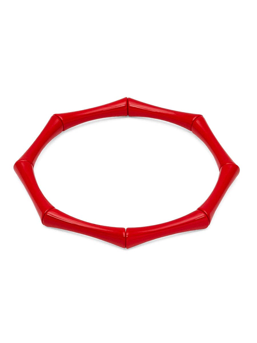 Enamel Bamboo Stretch Bracelet / RED