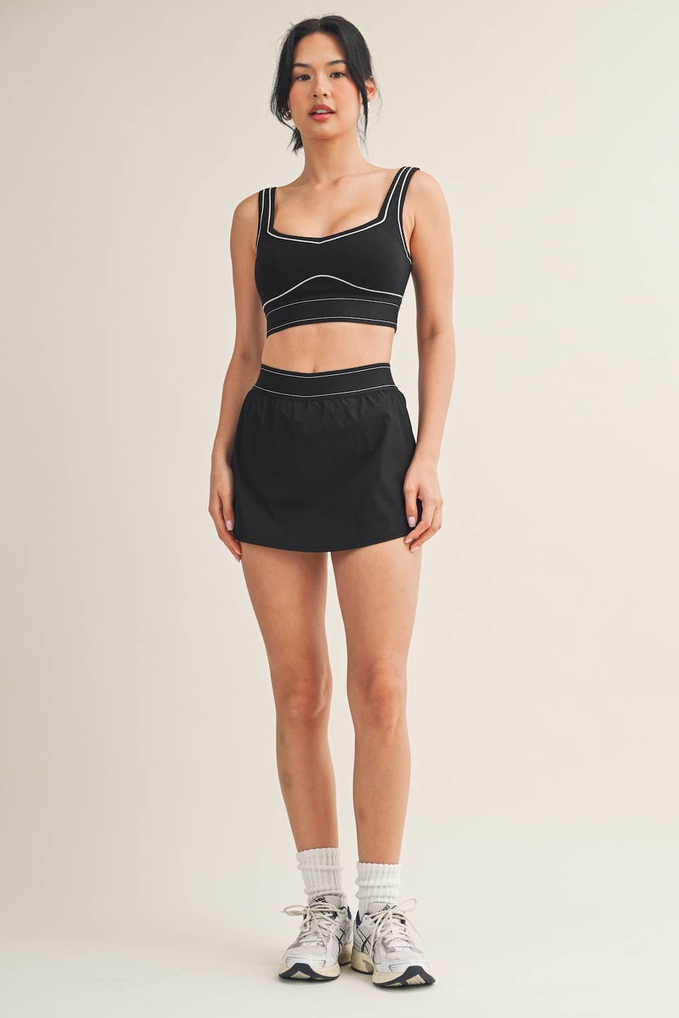 Lightweight Skort with Elastic Waistband | Black