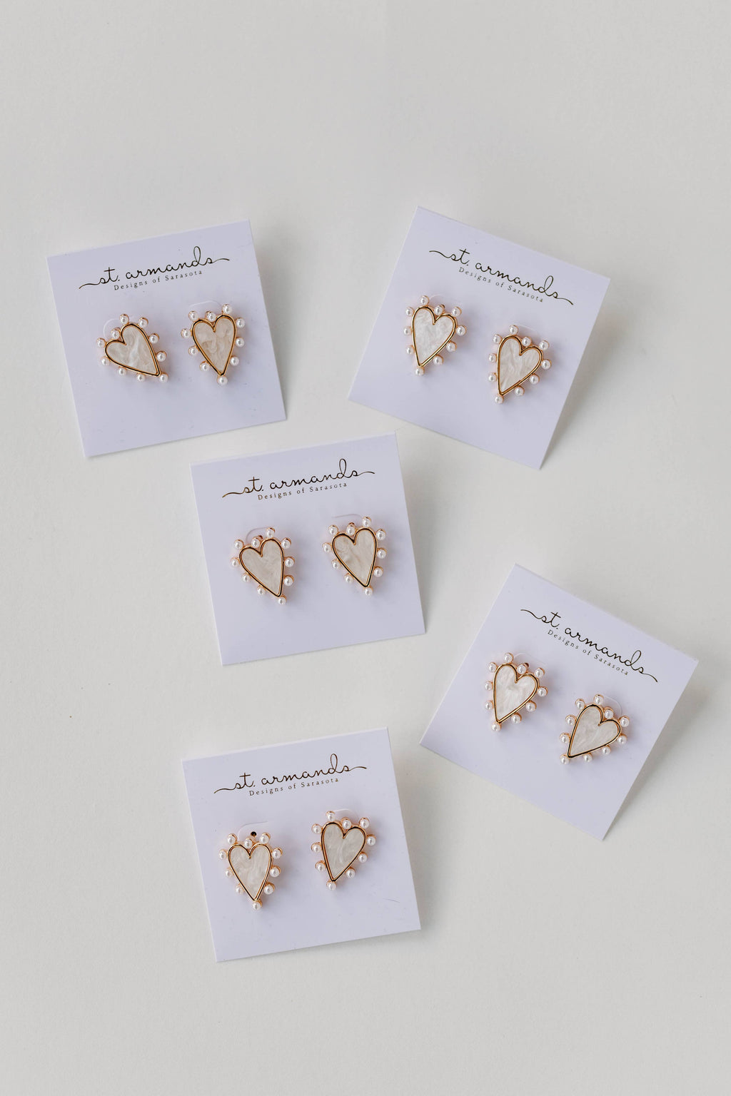 Pearl Studded Pink Tortoise Valentines Heart Earrings