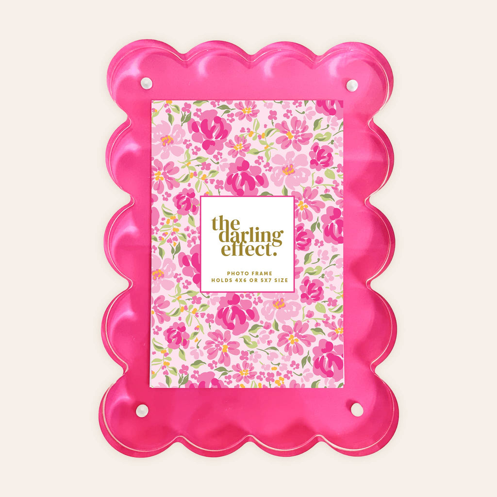 Hot Pink Rectangle Scalloped Acrylic Frame