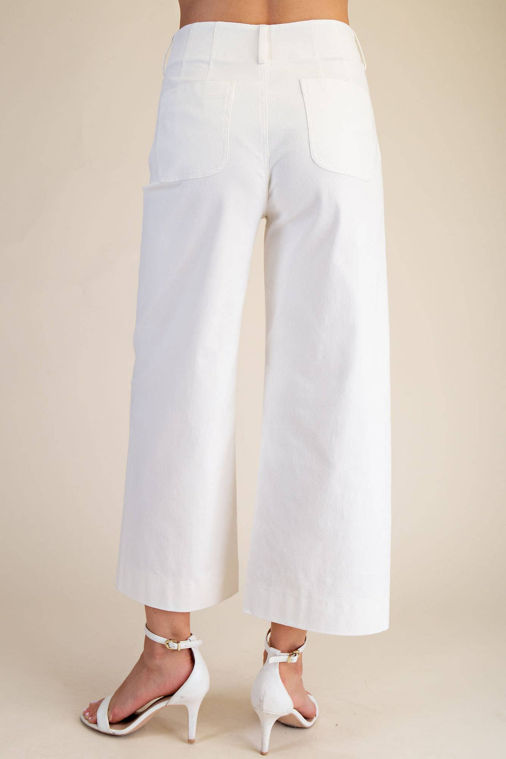 Colette Wide-Leg Scallop Pocket Pants | White