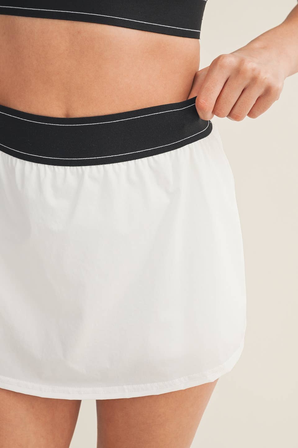 White Skort with Elastic Waistband