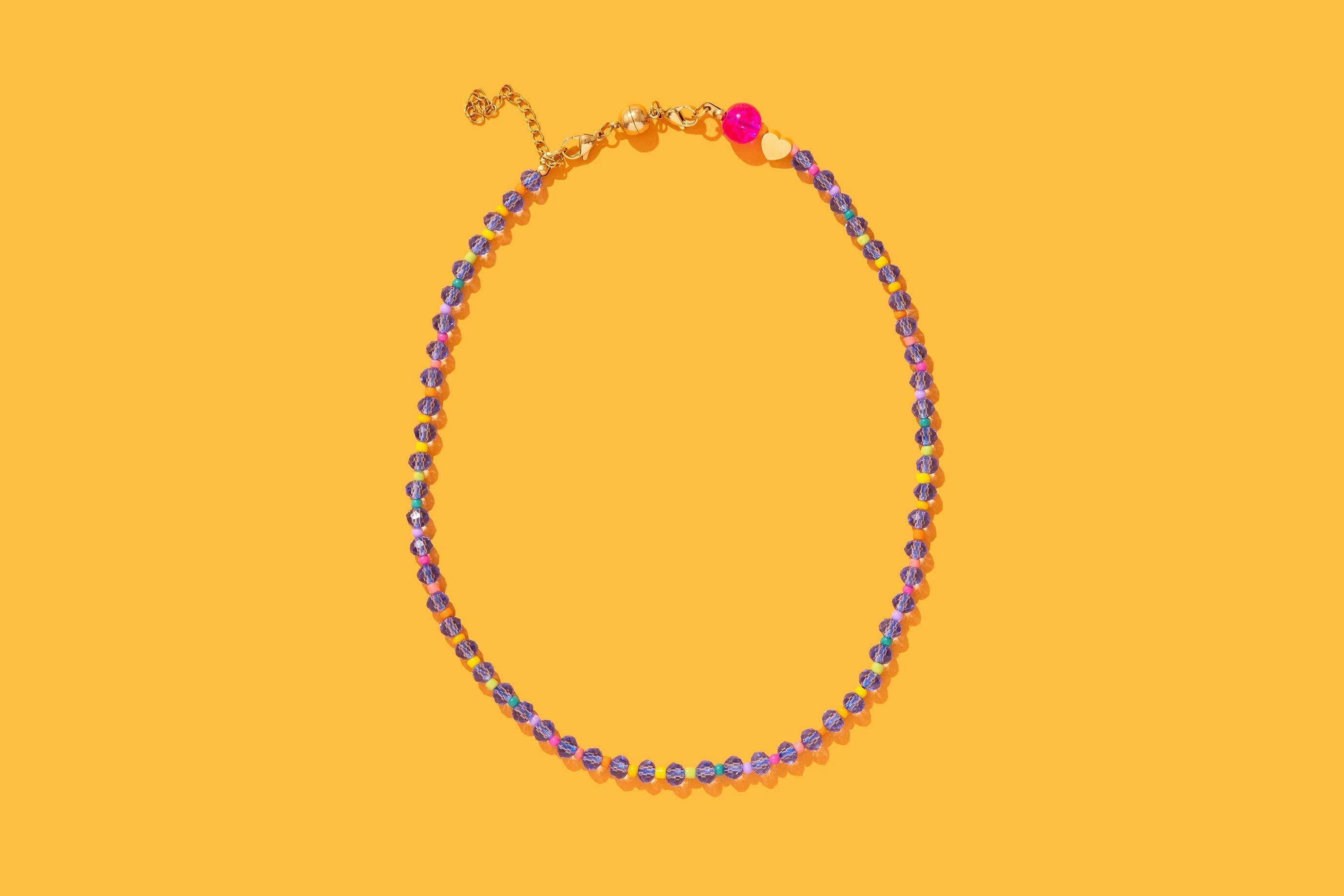 Beaded Necklace - Blue + Multi-Colored - Camille