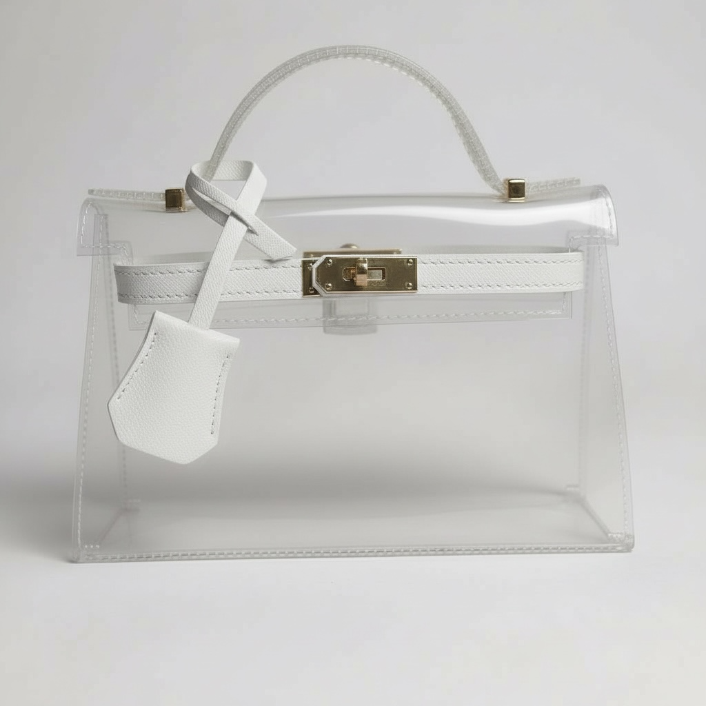 The Mini Andrea Clear Top Handle Bag | White
