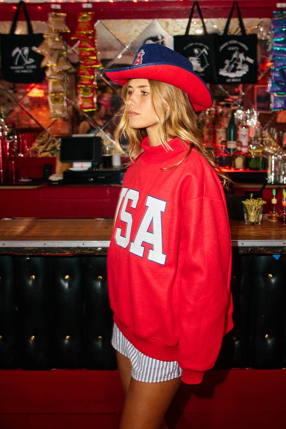 USA & FLAG Reversible MockNeck Sweatshirt | Navy