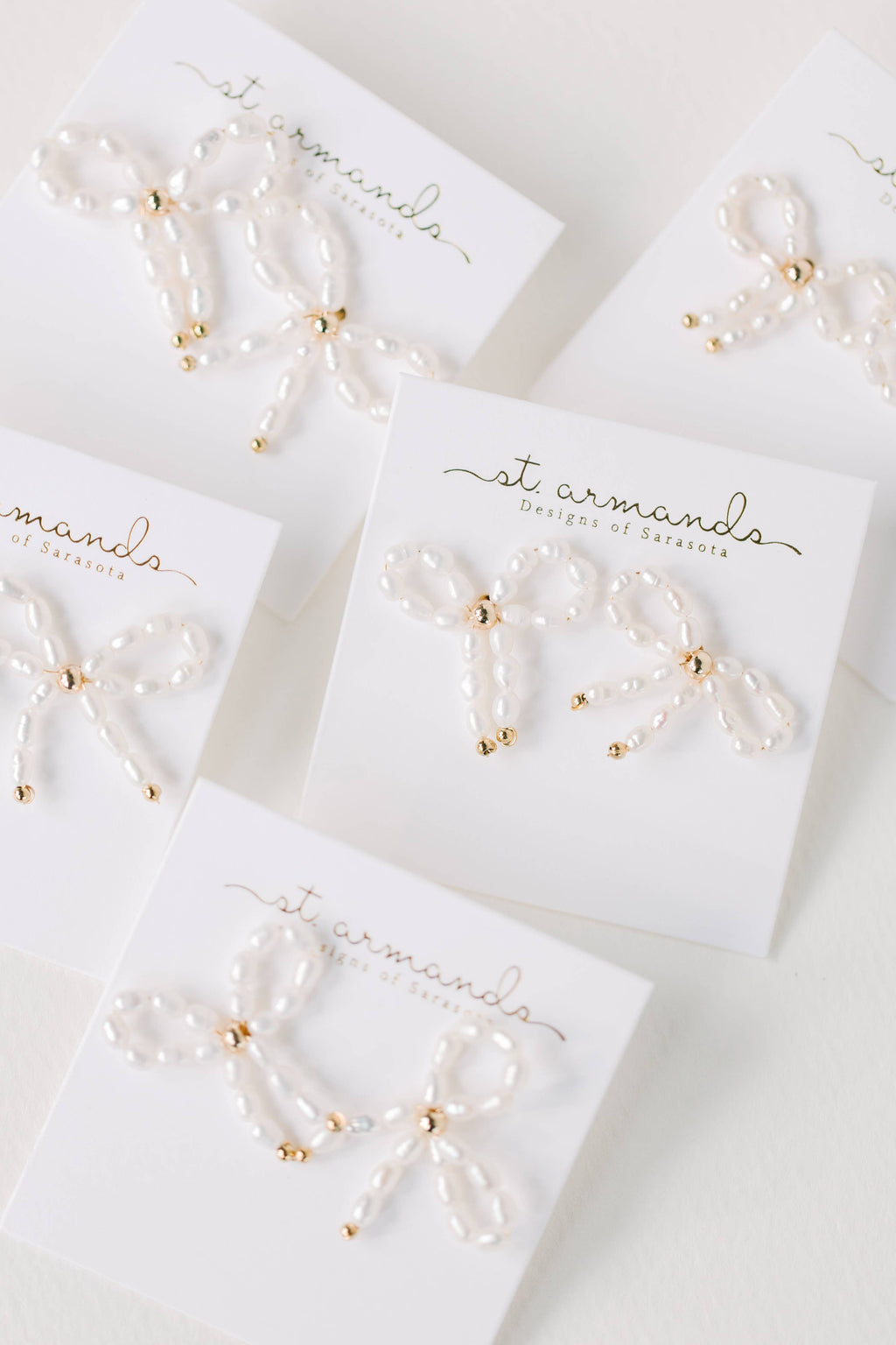 Petite Pearl Bow Stud Holiday Earrings