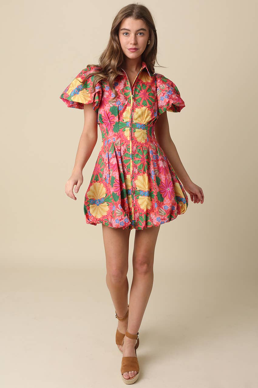Gina Floral Puff Sleeve Mini Dress