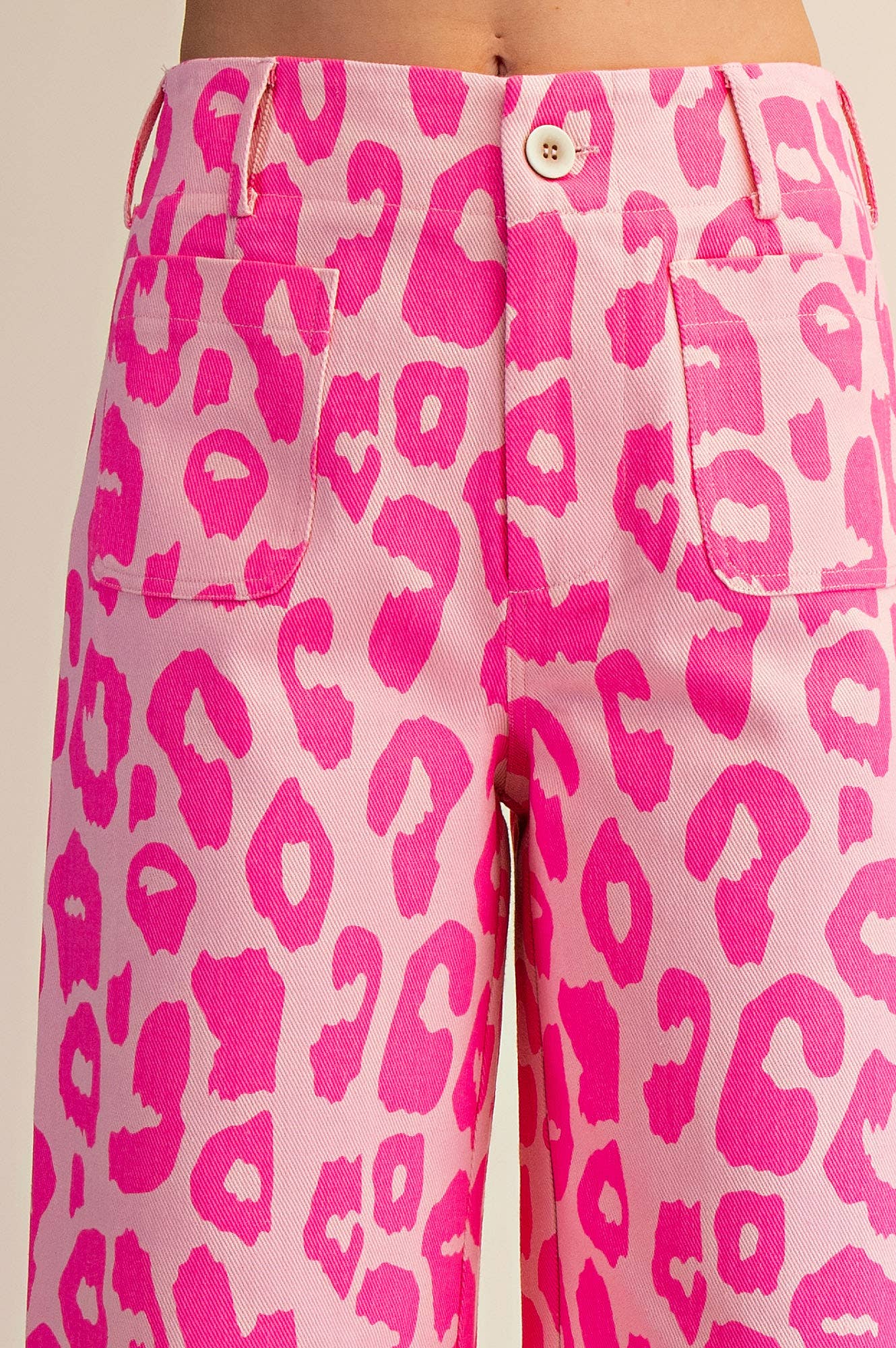 Colette Cropped Wide-Leg Neon Pink Leopard Pants