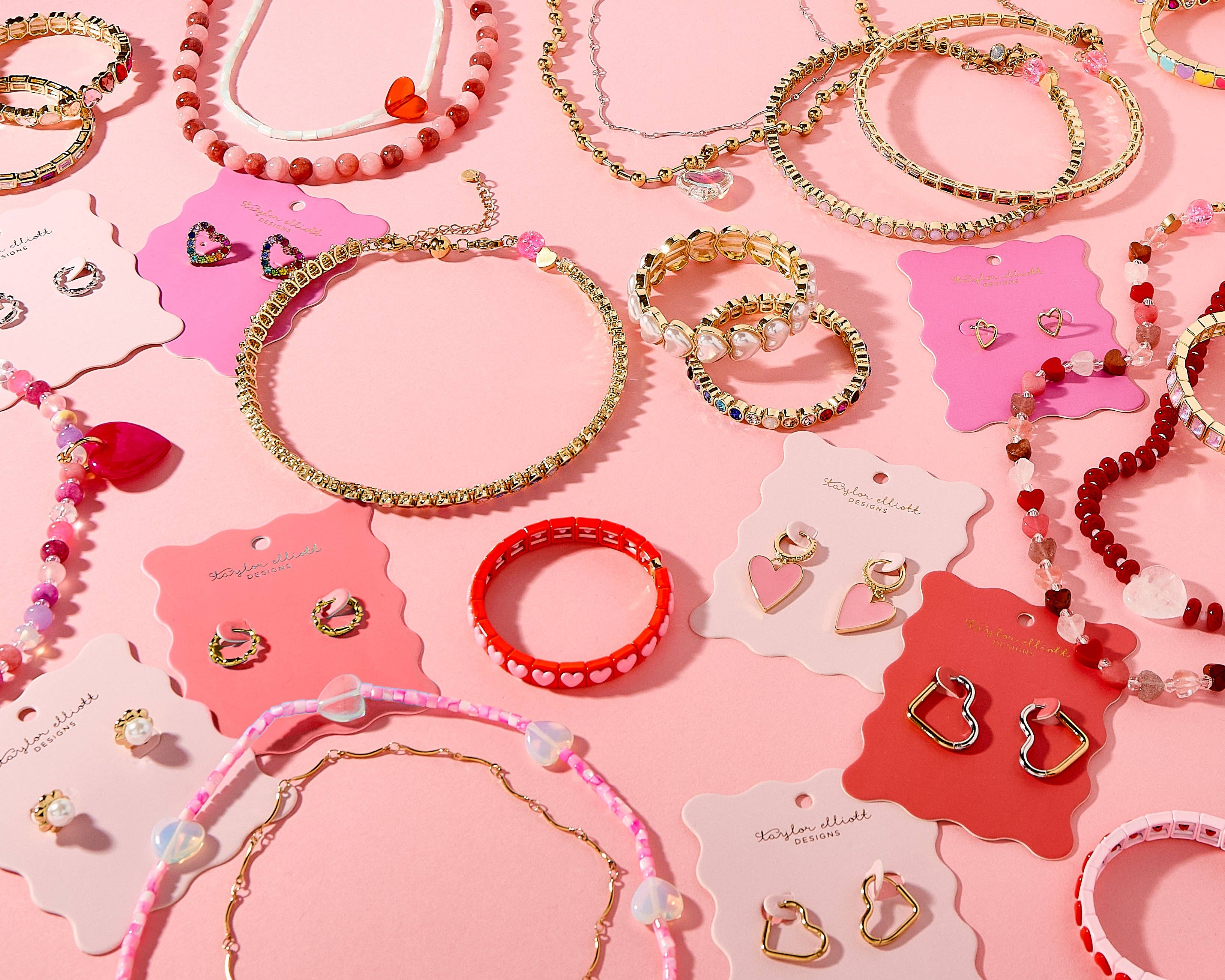 Amore Glass Beaded Necklace | Red + Pink w/Glass Bead Heart