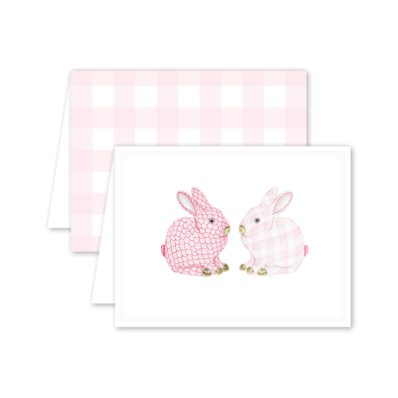 Porcelain Bunnies Pink: Boxed Set of 8 Cards