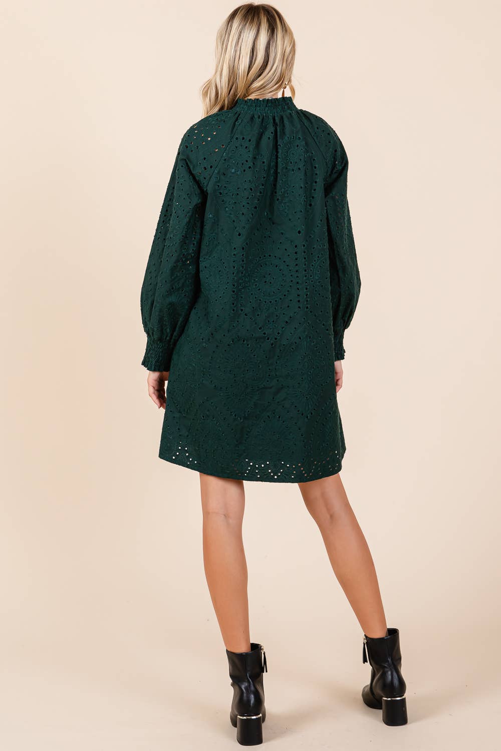 Hunter Green Eyelet Mini Dress