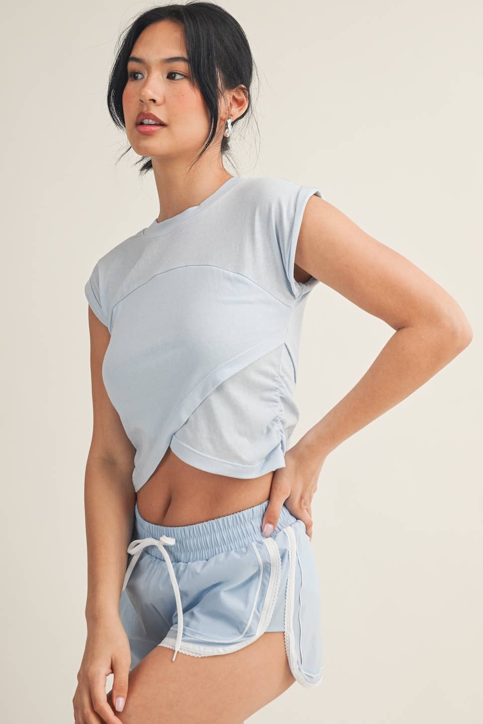 Slub Crossover Top | Blue