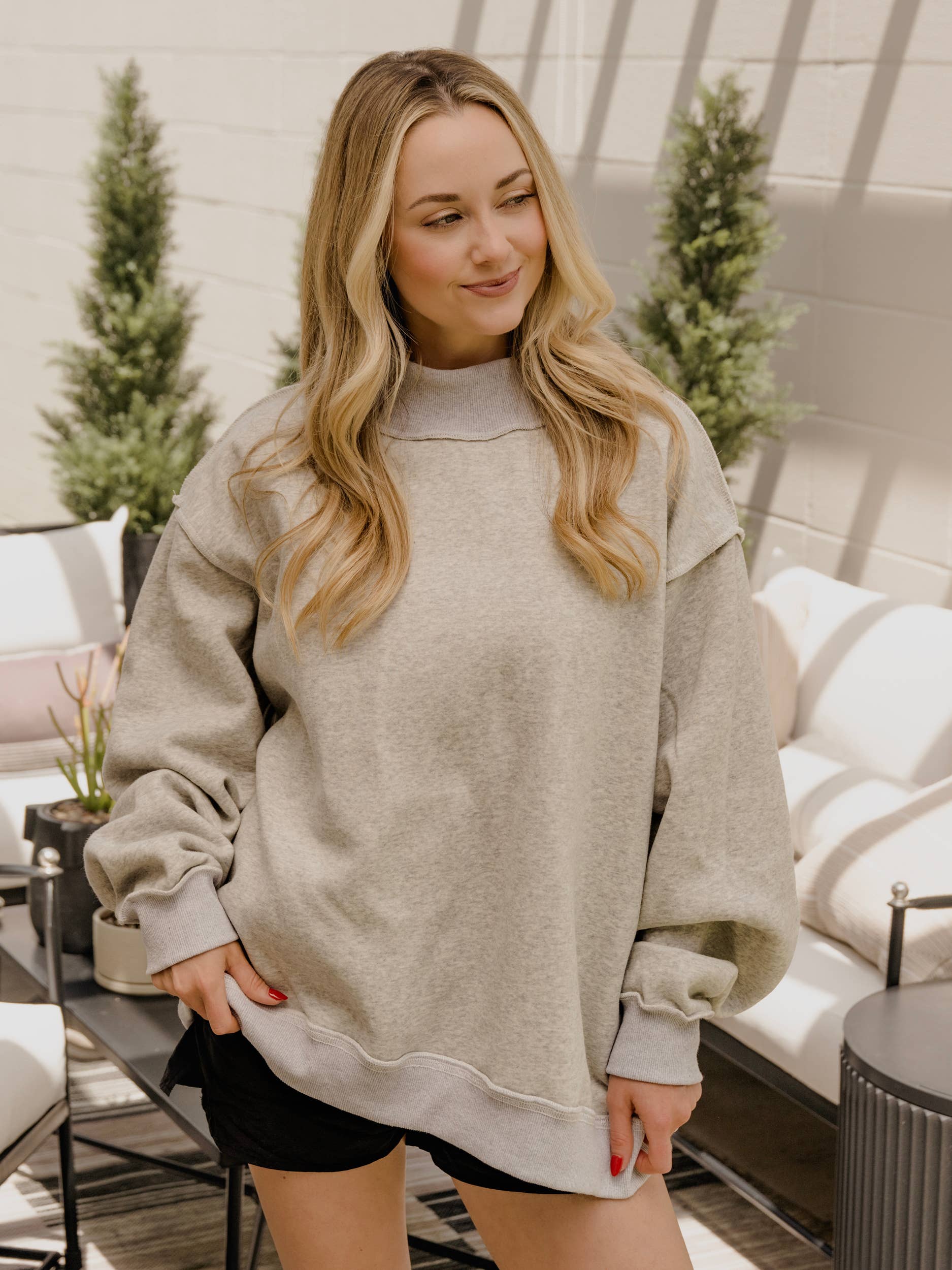 OU Sooners Tall Boy Gray Reversible Mock Neck Sweatshirt