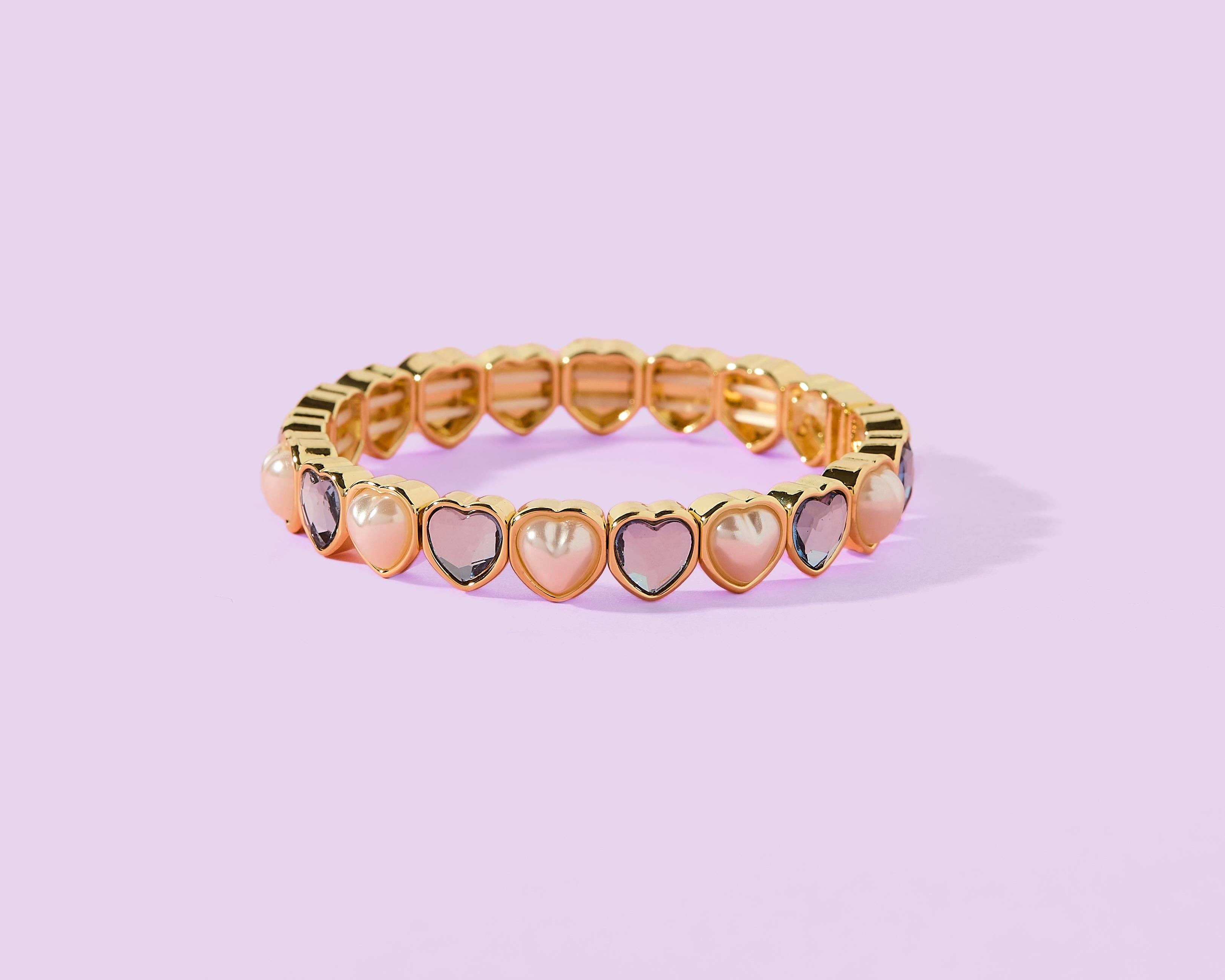 Hayden | FOR FUN | Stretch Bracelet Blue Stone + Pearl Hearts