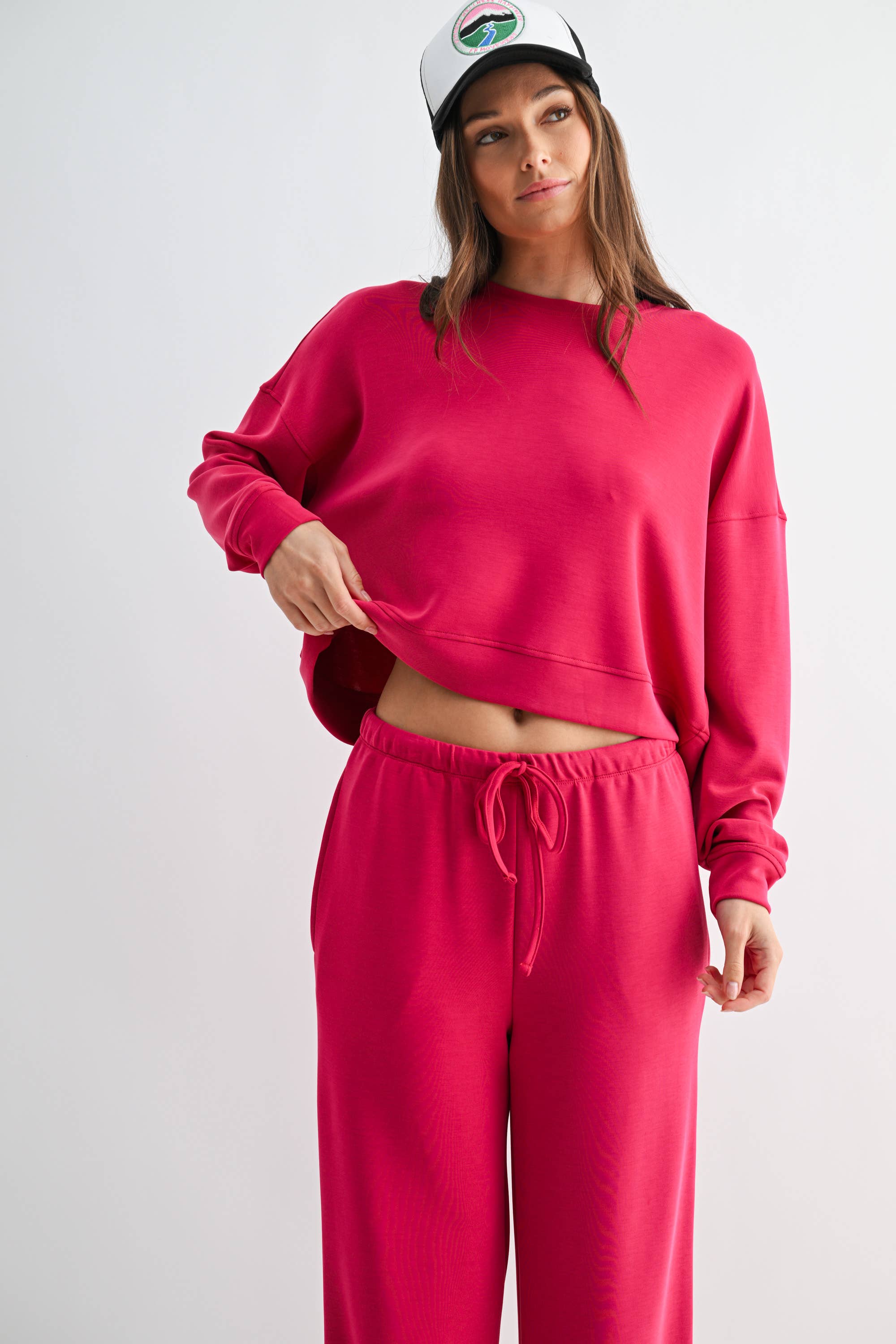 Laguna Dropped Shoulder Scuba Set | Plum Pink