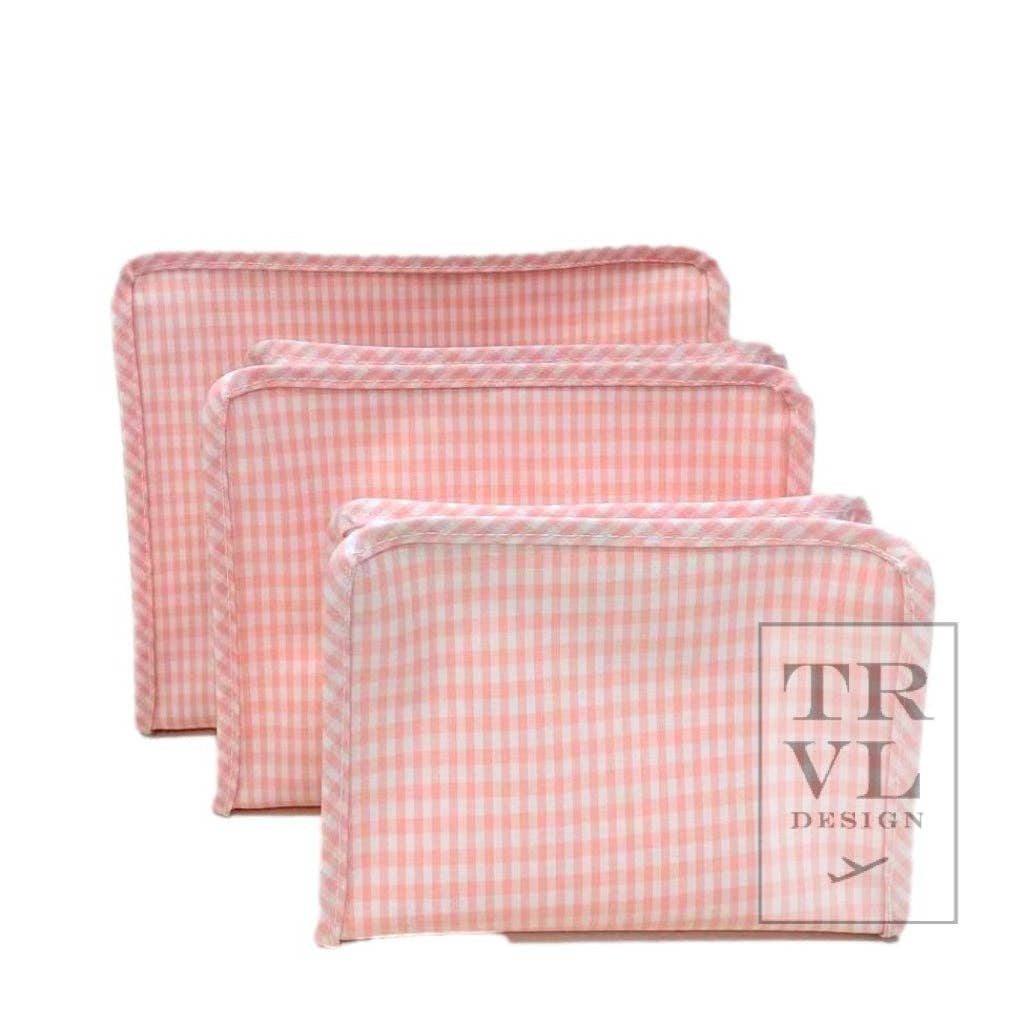 Gingham Taffy Roadie Zip Pouch- Large
