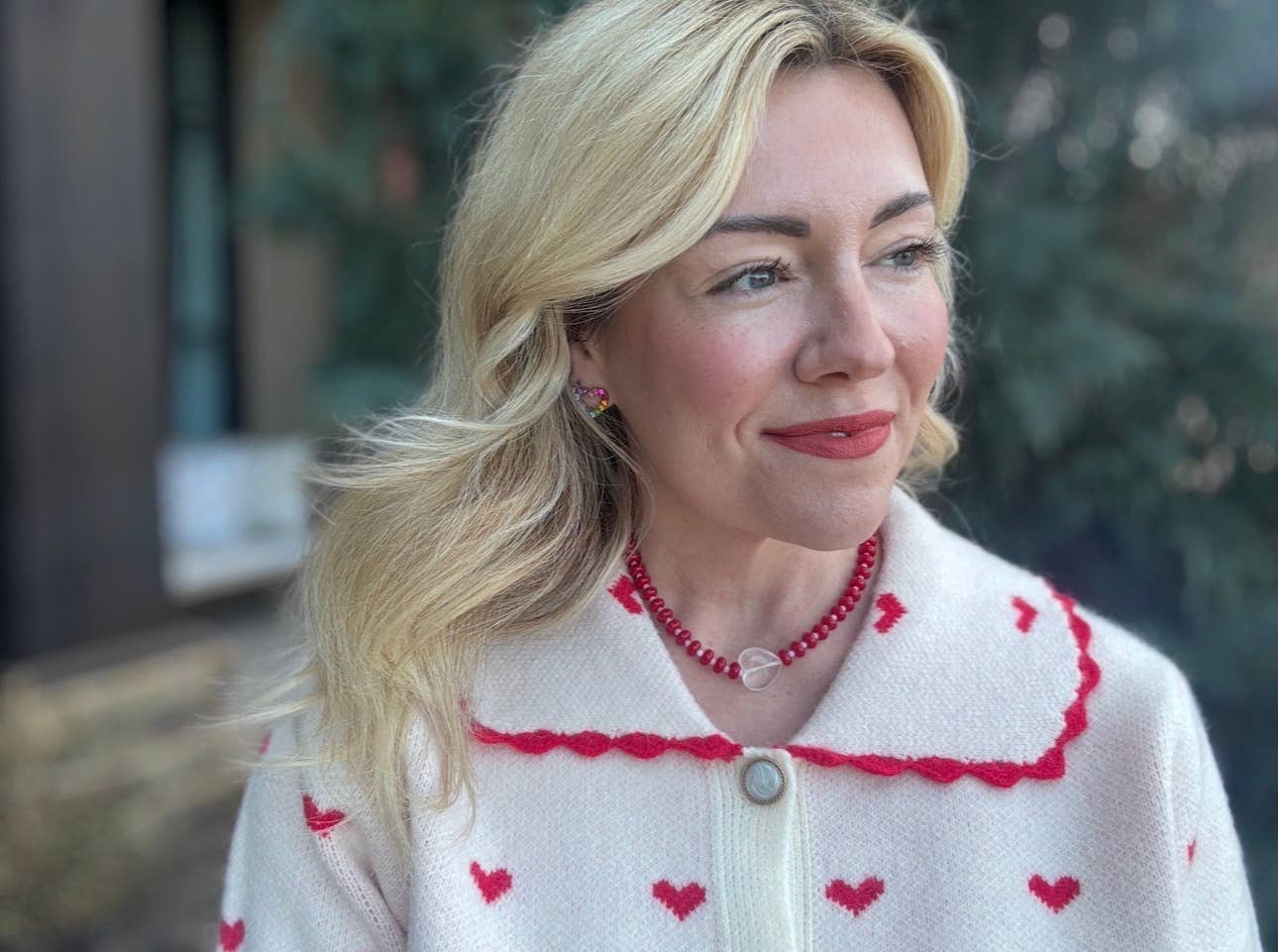 Amore Glass Beaded Necklace | Red + Pink w/Glass Bead Heart