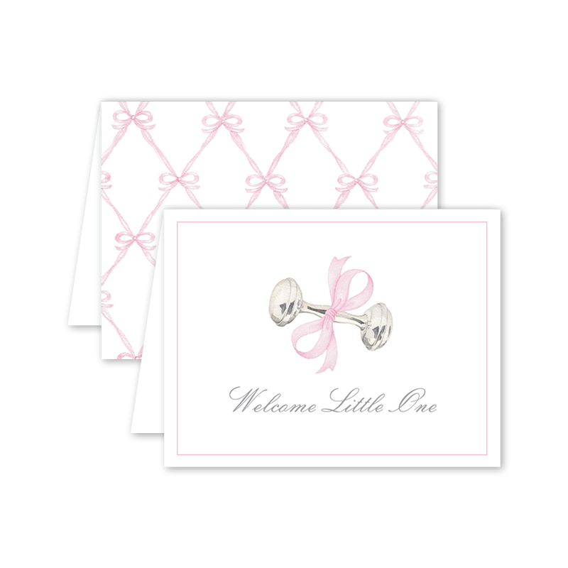 Rattle and Bow Pink: Single Card