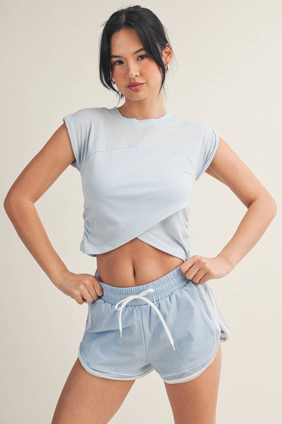 Slub Crossover Top | Blue