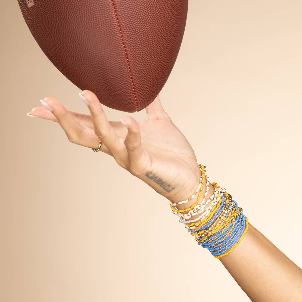 Stretch Seed Bead Solid Game Day Bracelets | Blue