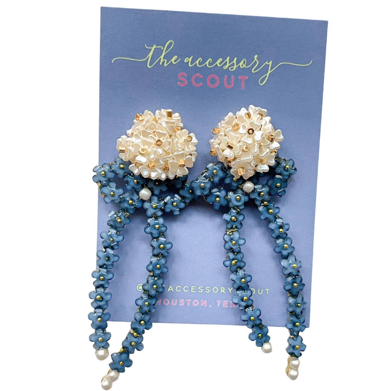 Natalie Bow Earrings - Blue